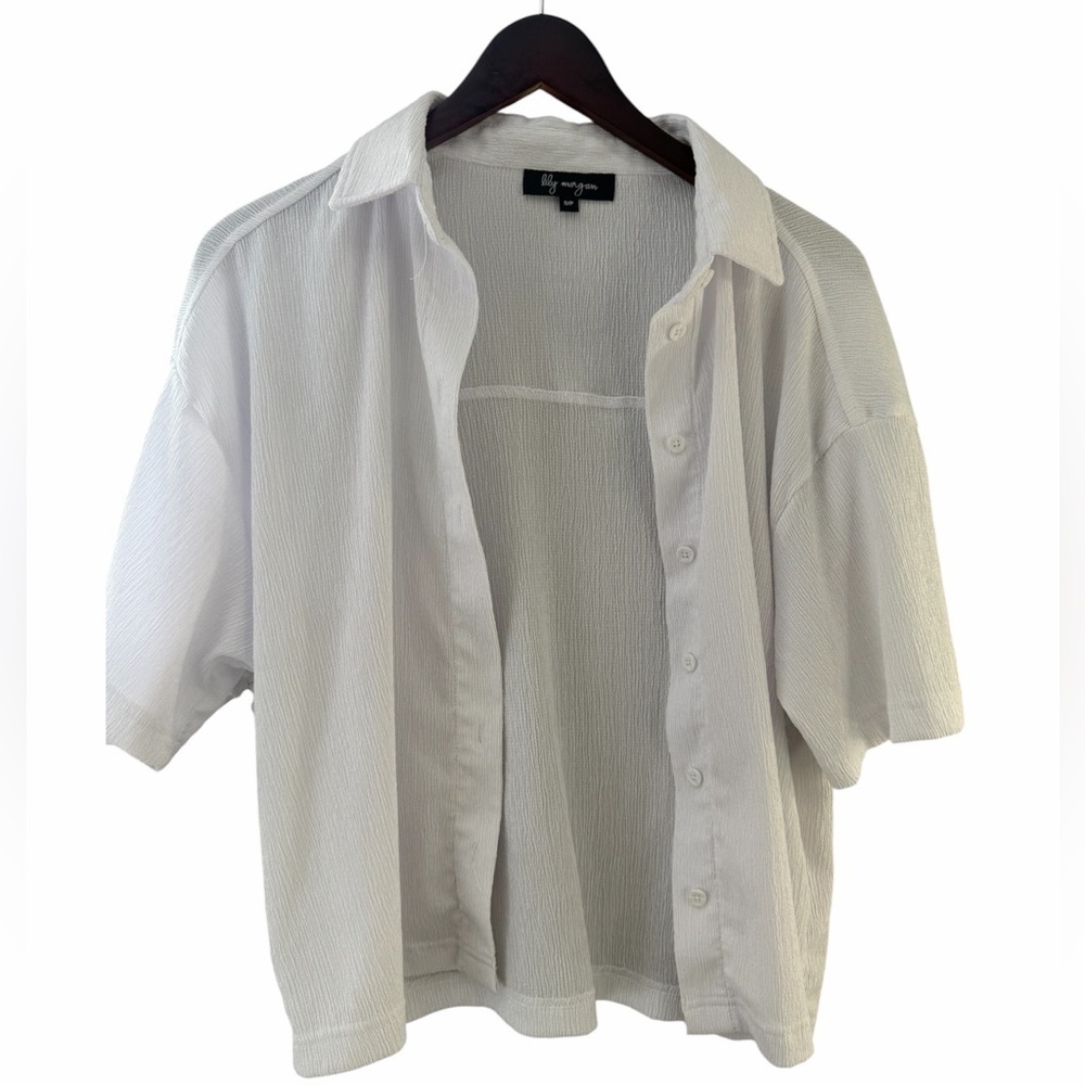 Lily Morgan White Short-Sleeve Button-Up Shirt - Picture 2 of 4